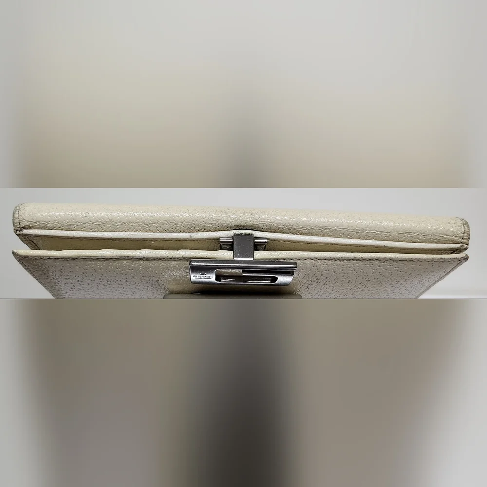 GUCCI G Clasp Continental Pebble Grain Ivory Leather Wallet Auth #035.2778.2097 - Picture 6 of 16